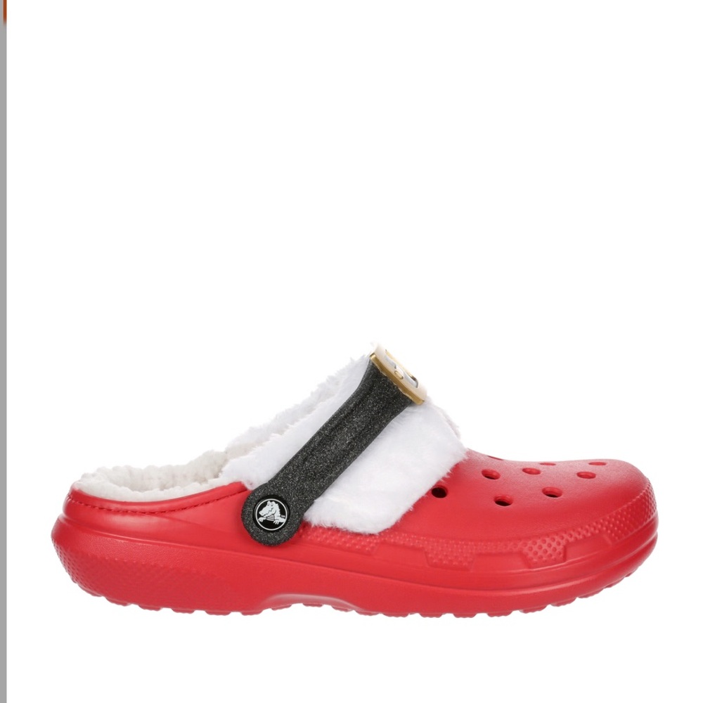 CROCS Christmas Red Slippers with Black Buckle Woman’s 6 Mens 4 NWT - Picture 2 of 5